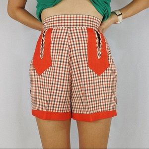 Vintage Plaid Sixties Seventies High Waist Shorts